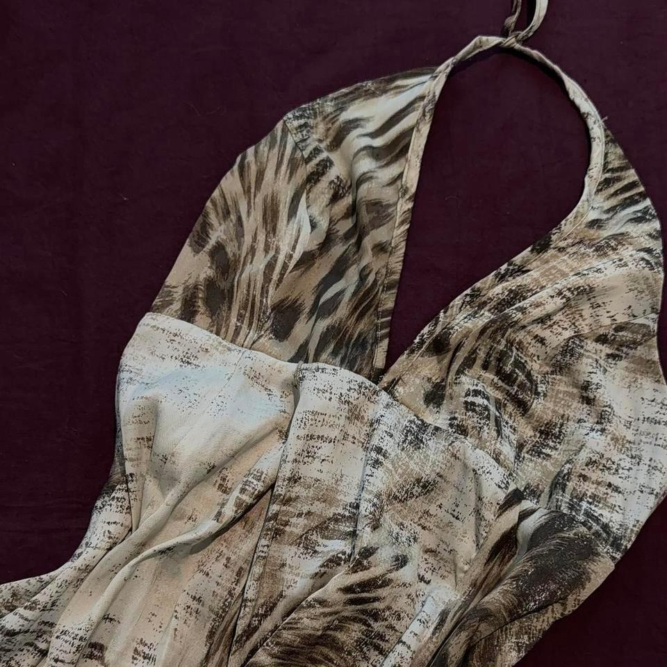 Cream And Brown Abstract Print Aa38 3