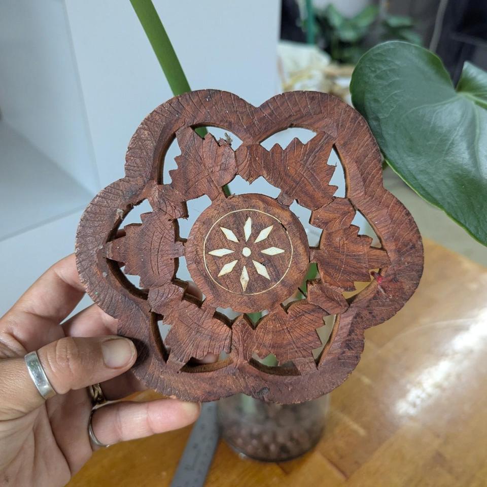 Vintage Wooden Hand Carved Floral