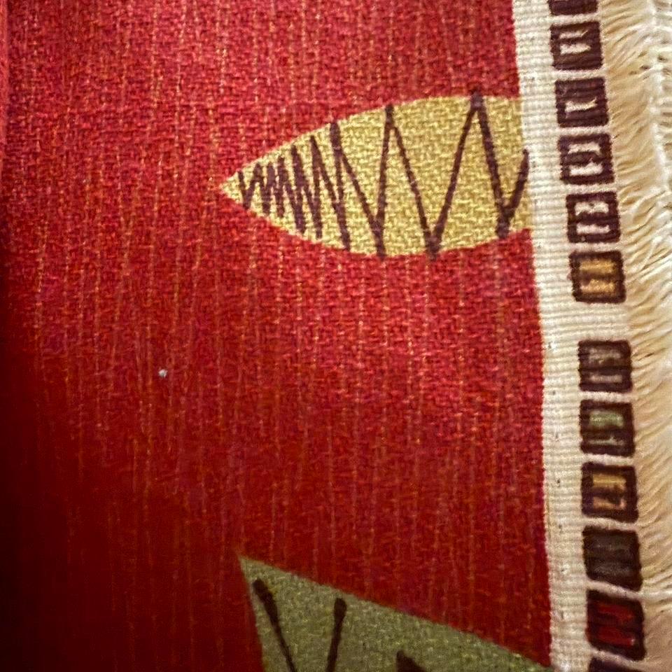 Vintage Mcm Barkcloth Geometric Instrument 647b 6