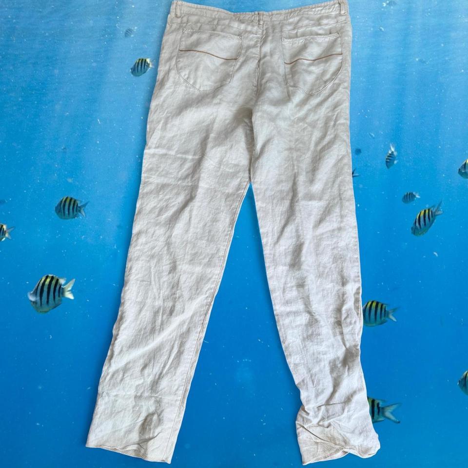 Mens Khaki Linen Straight Leg 2
