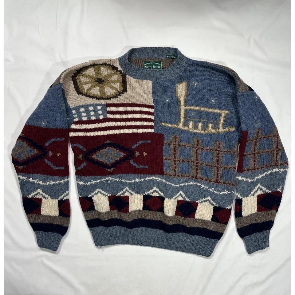 Vintage 90s Hand Knit Americana 02d9