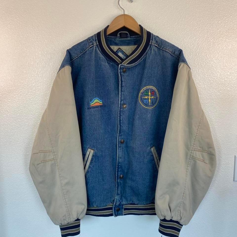 90s Denim Varsity Jacket C44d