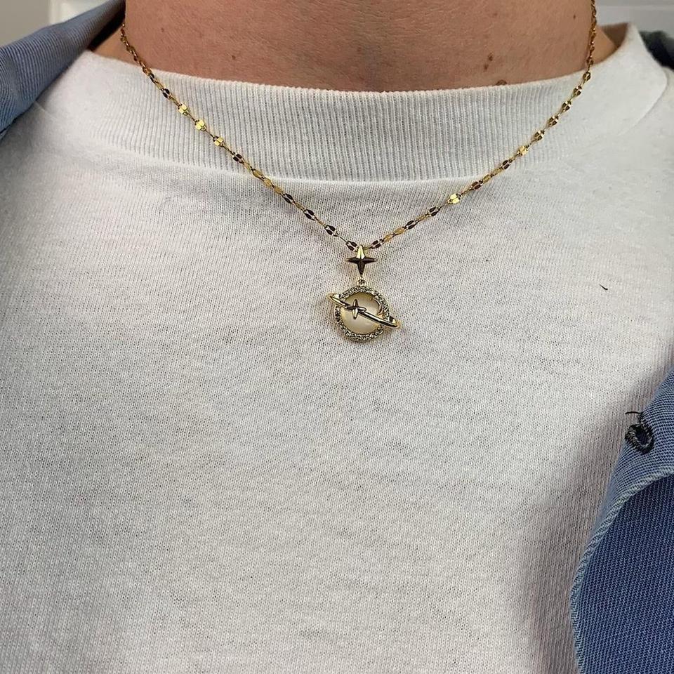 Y2k Gold Opal Planet Pendant E043