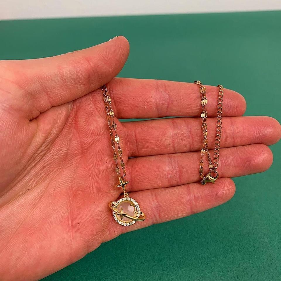 Y2k Gold Opal Planet Pendant E043 4
