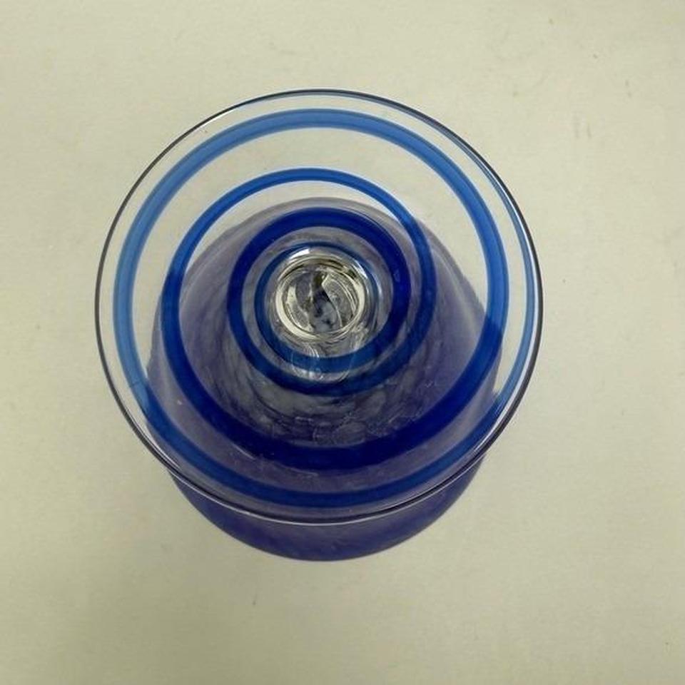 Art Glass Pedestal Bowl Blue 394d 6