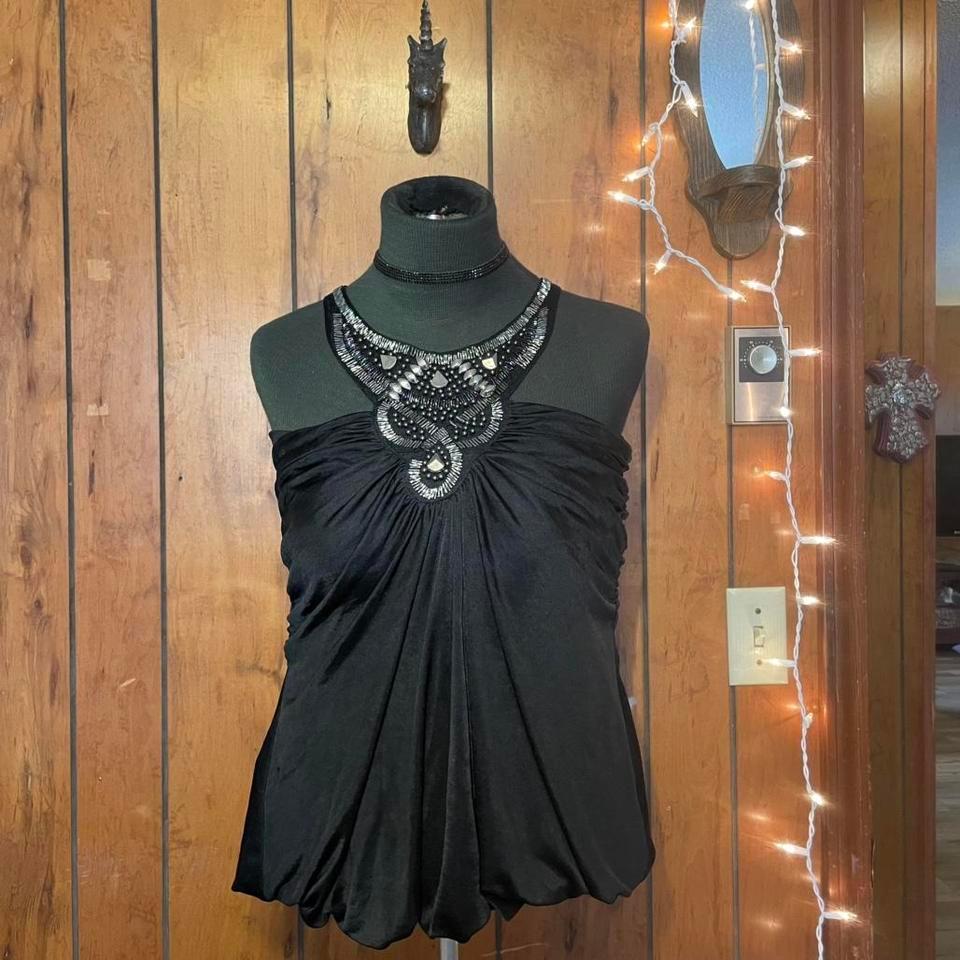 Studio Y Black Beaded Halter 0b29
