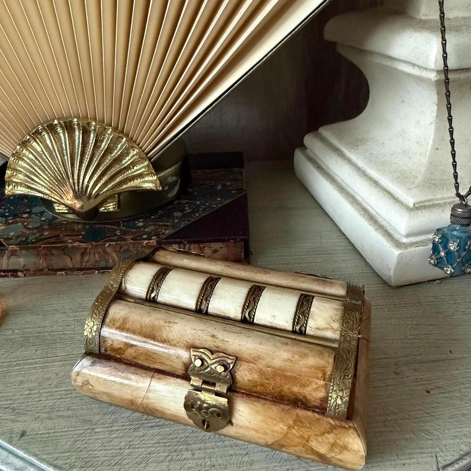 Vintage Carved Camel Bone And B206