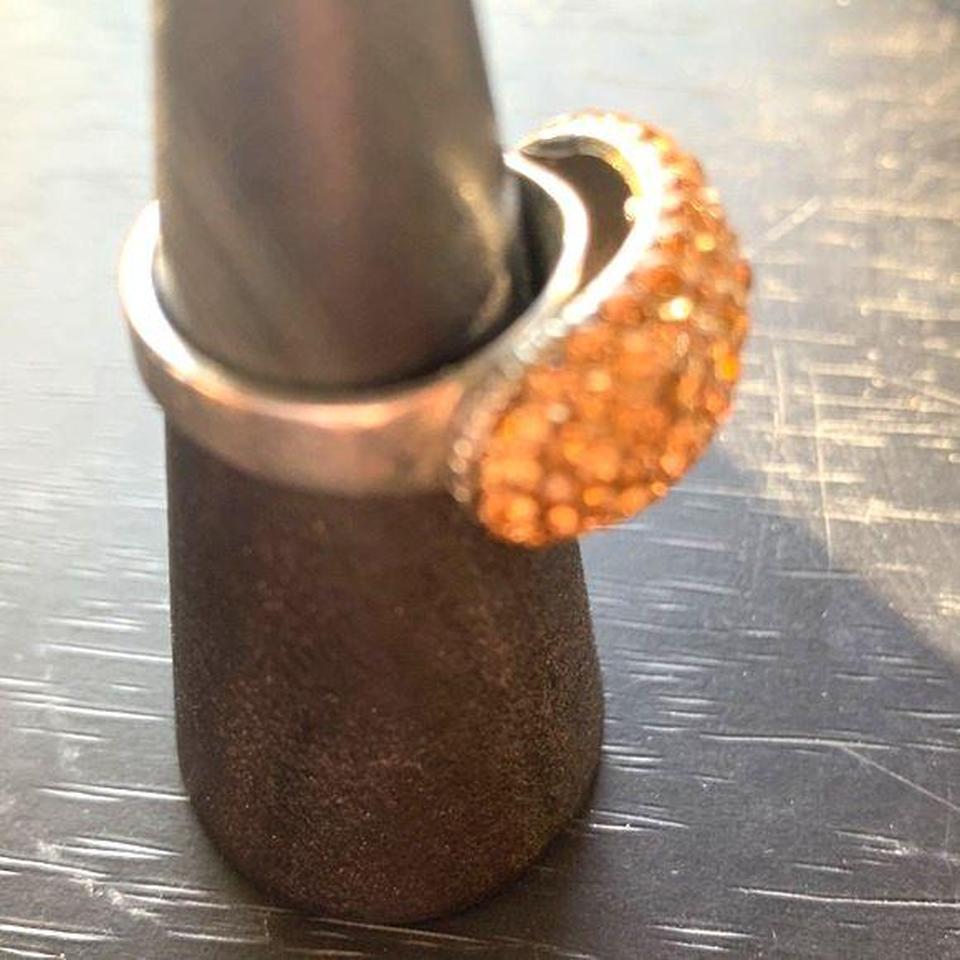 Vintage Amber Rhinestone Dome Ring D4c6 4