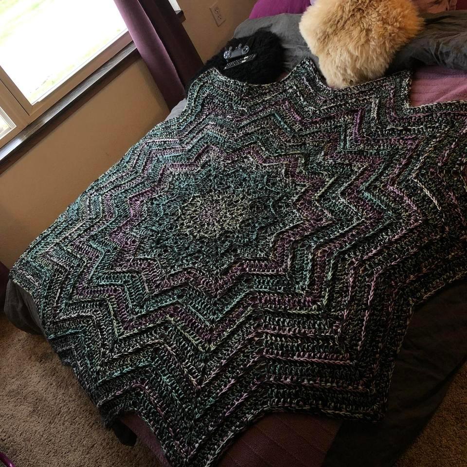 Large Crochet Star Throw Blanket 53ed 6