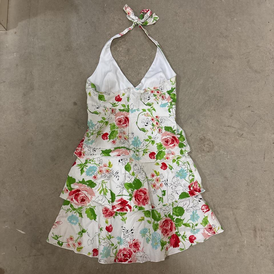 Y2k White Floral Halter Dress 5