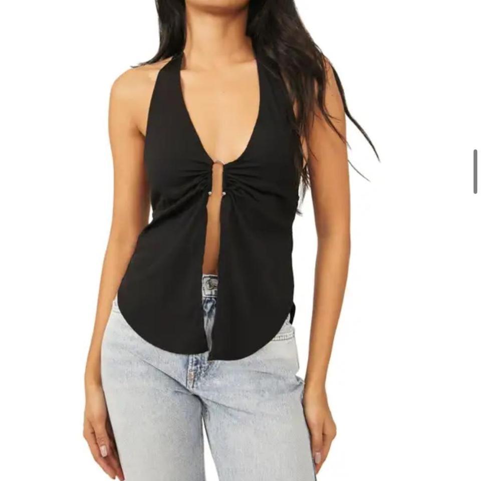 Free People Black Halter Neck 15e2