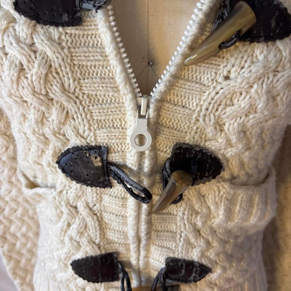 Cream Cable Knit Duffle Coat D886 3
