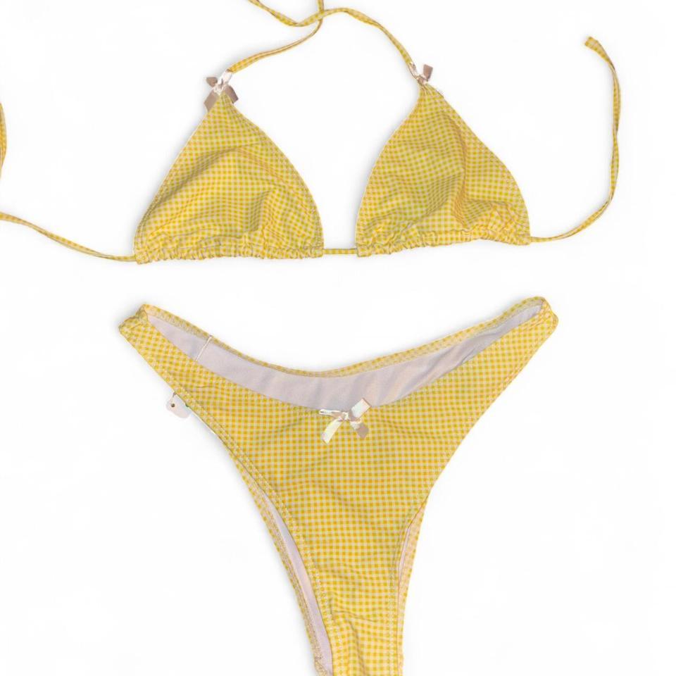 Yellow Gingham Bikini Set Summer A028