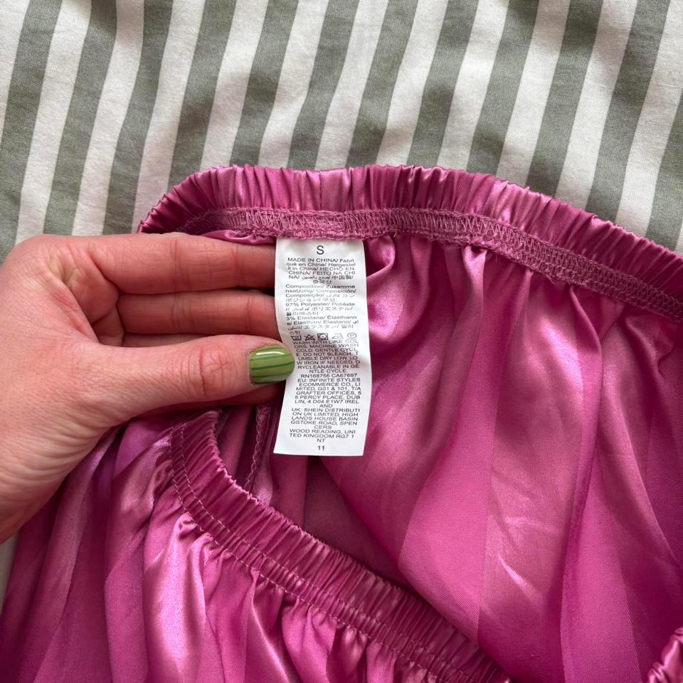Pink Satin Striped Pj Set D074 5