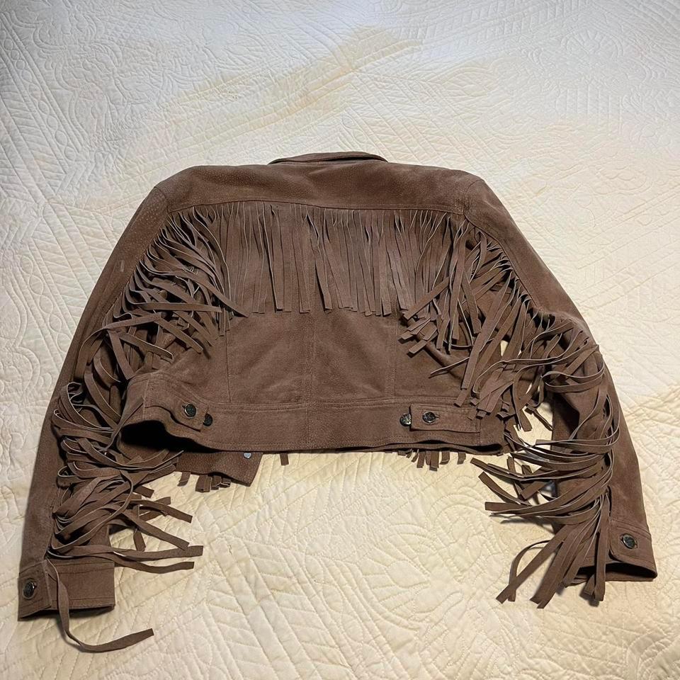 Brown Leather Suede Cropped Vintage 5