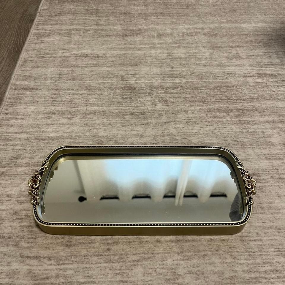 Ornate Gold Mirrored Tray Beautiful 0620
