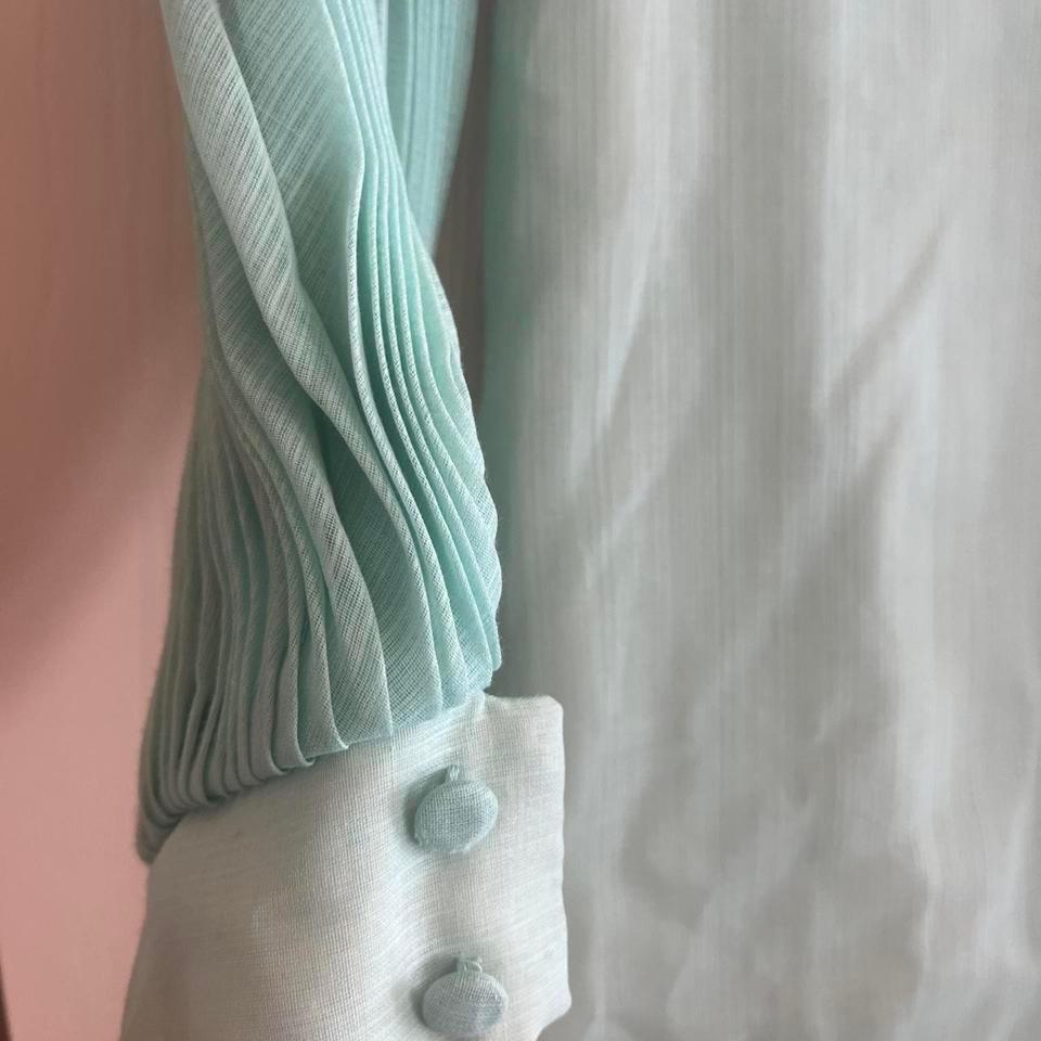Vtg 60s Chiffon Pleated Mint Ff19 4