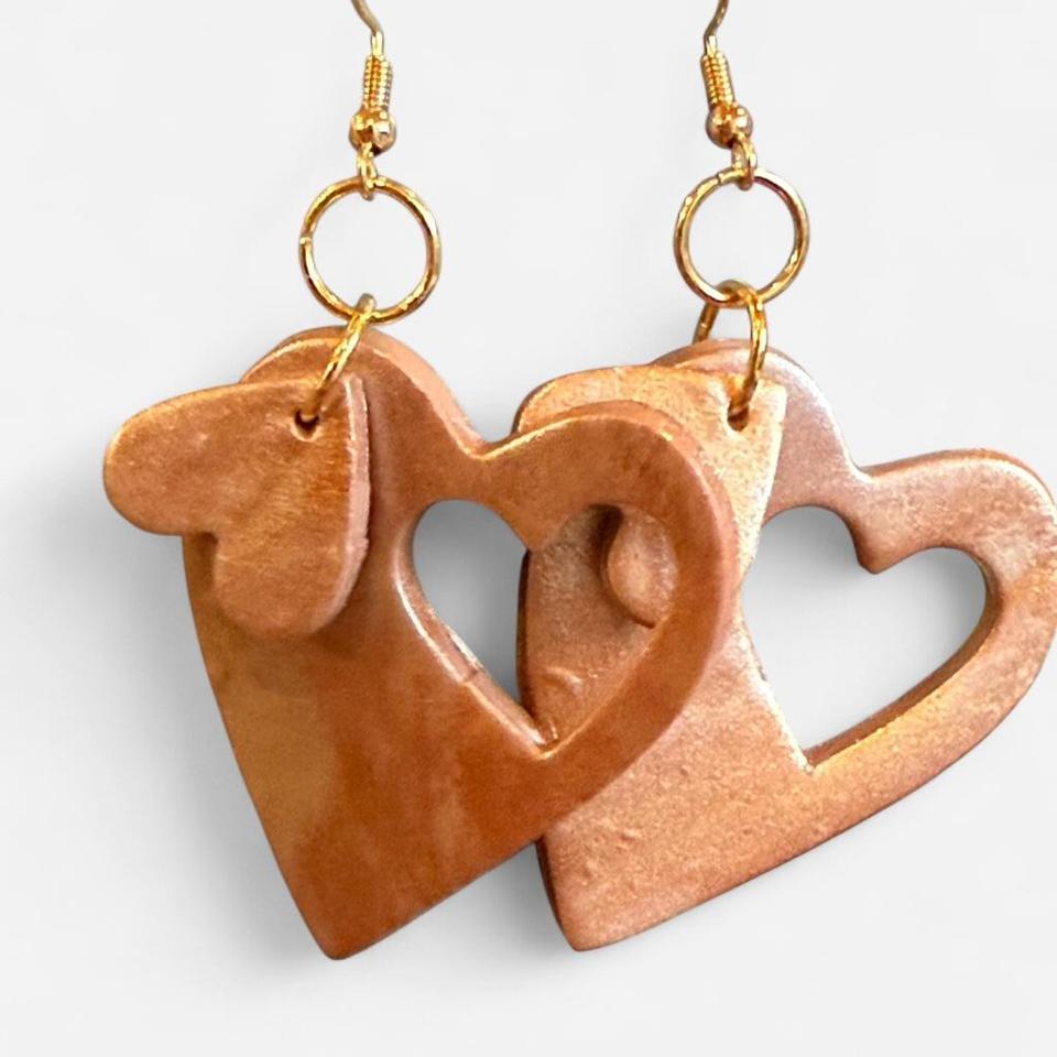 Copper Heart Earrings With Gold Fb25 3
