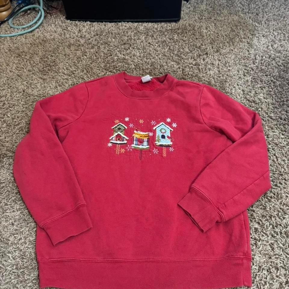 Red Fleece Sweatshirt Featuring Embroidered 6bfe