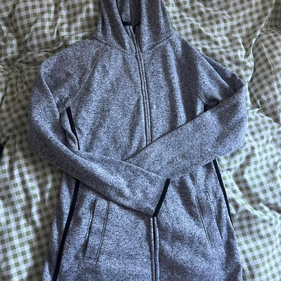Grey Knit Pattern Zip Up Hoodie 3