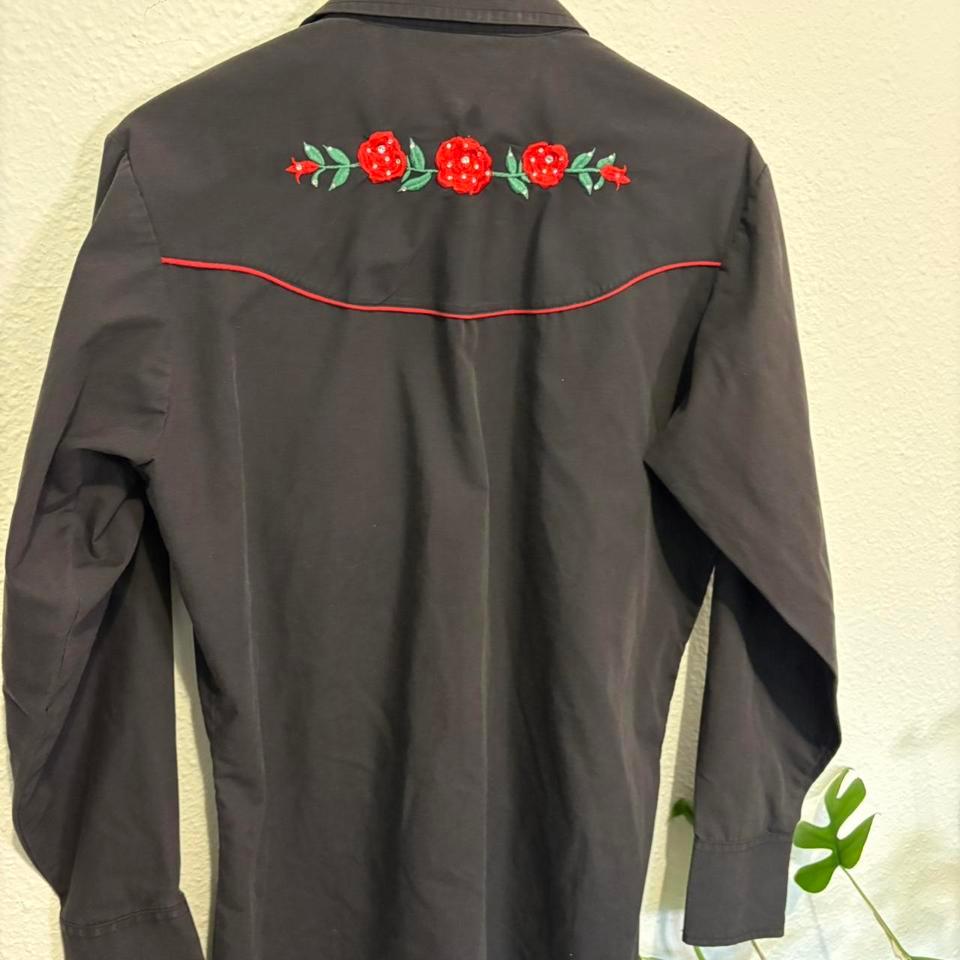 Black Embroidered Rose Western Shirt 0cc8 7