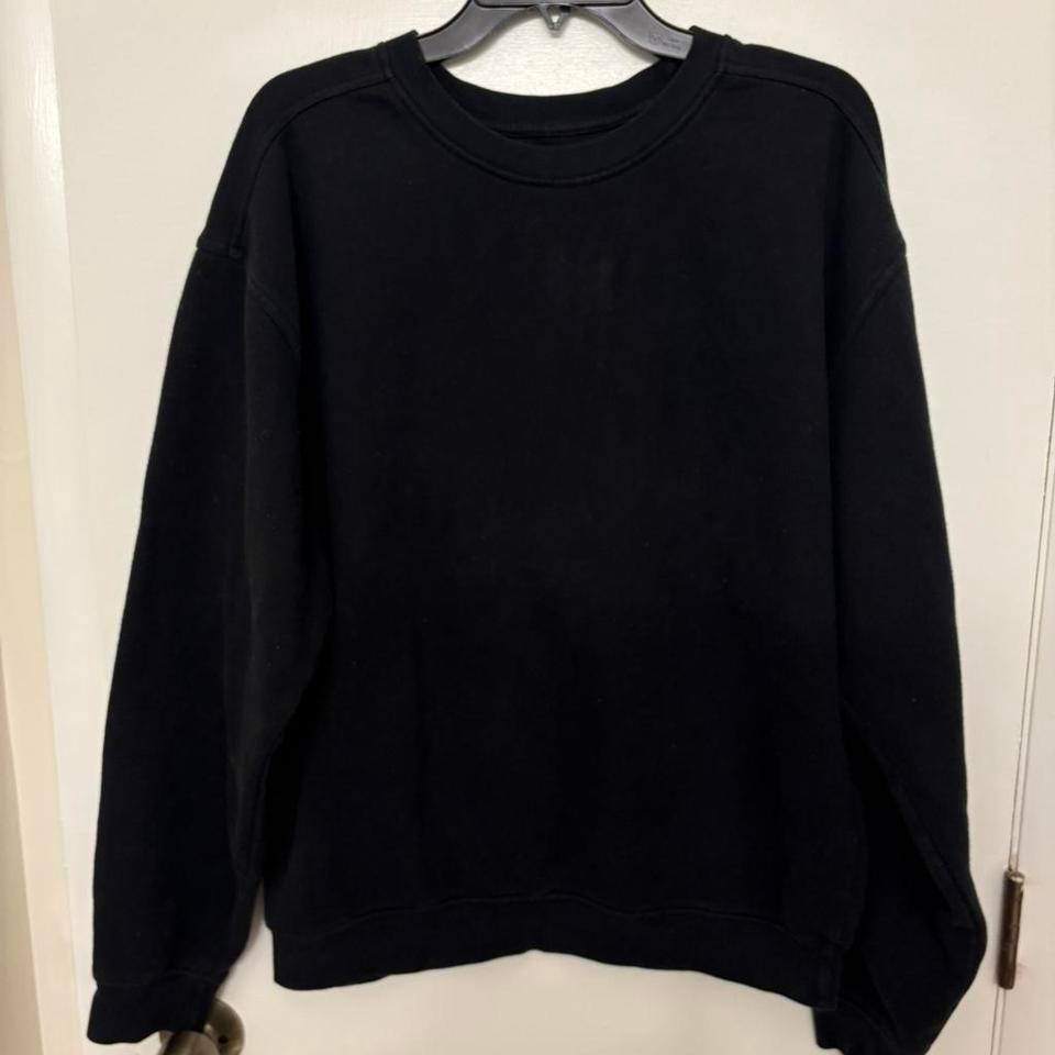 Black Plain Crewneck Sweatshirt Basic 8db0