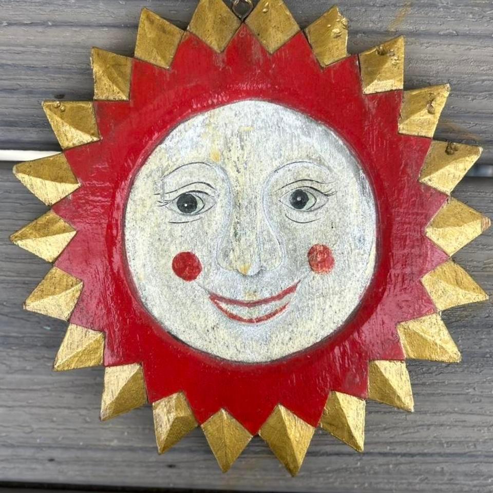 Vintage Hand Painted Sun Wall Hanging Dc9b 3