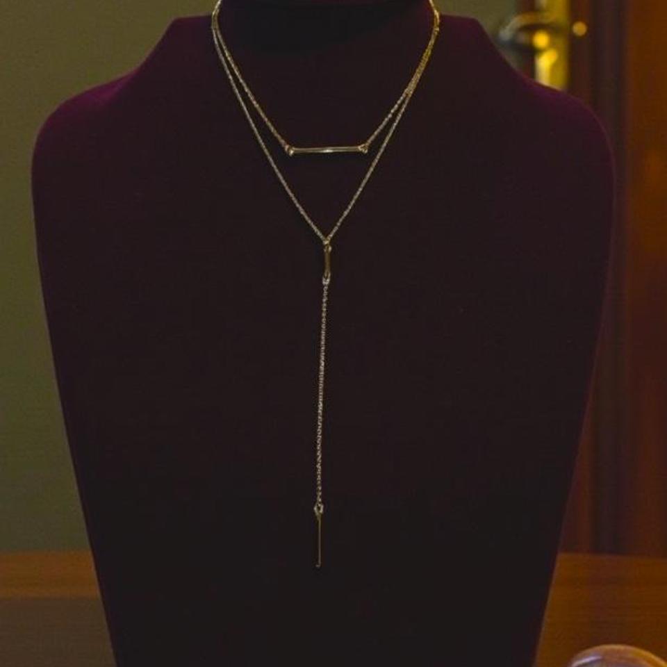 Gold Tone Double Layer Necklace 4