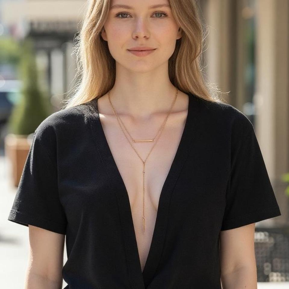 Gold Tone Double Layer Necklace 7