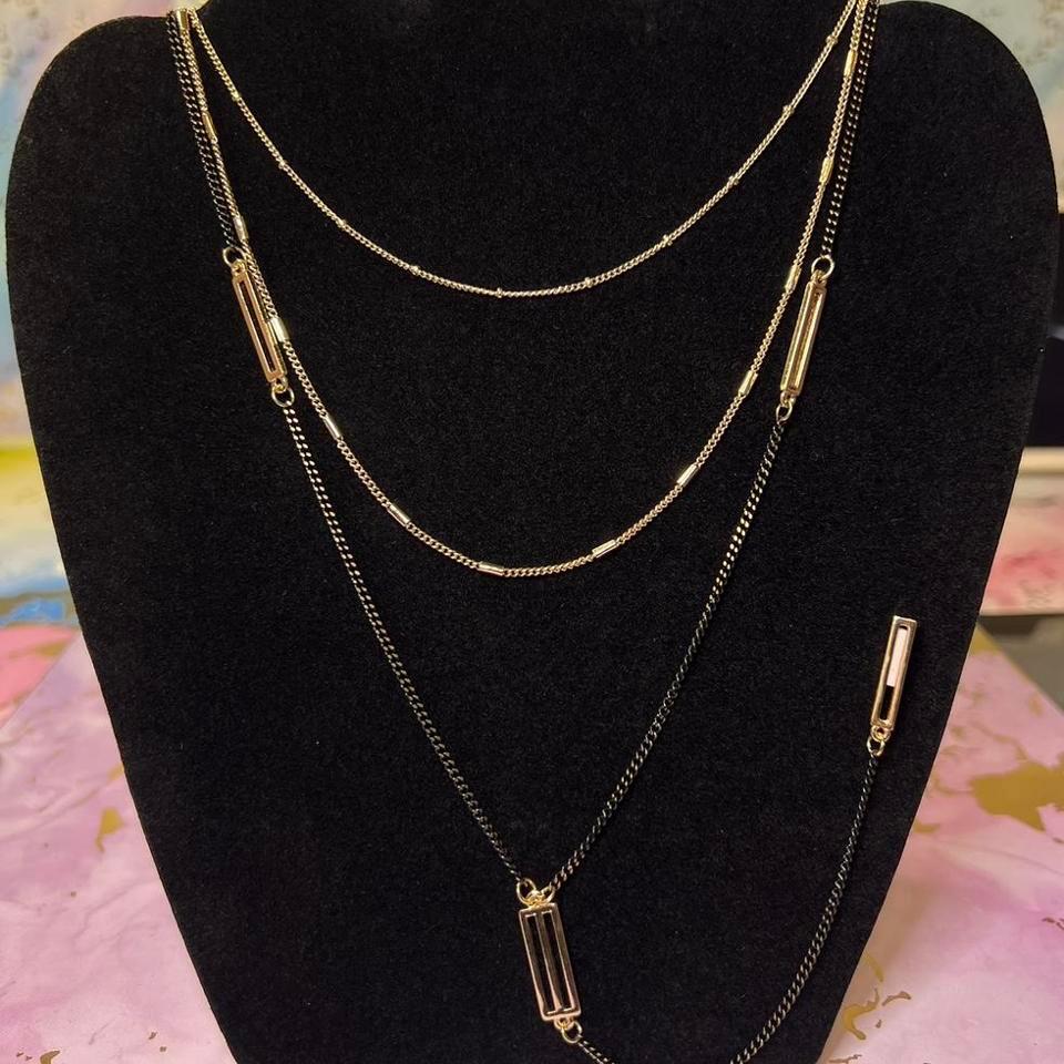 Gold Plated 3 Layered Necklace Fe0a 4