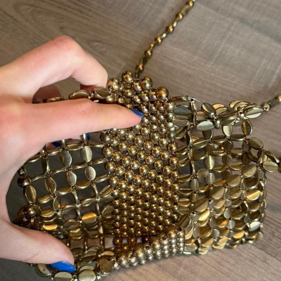 Gold Beaded Purse With Long Eeb0 4