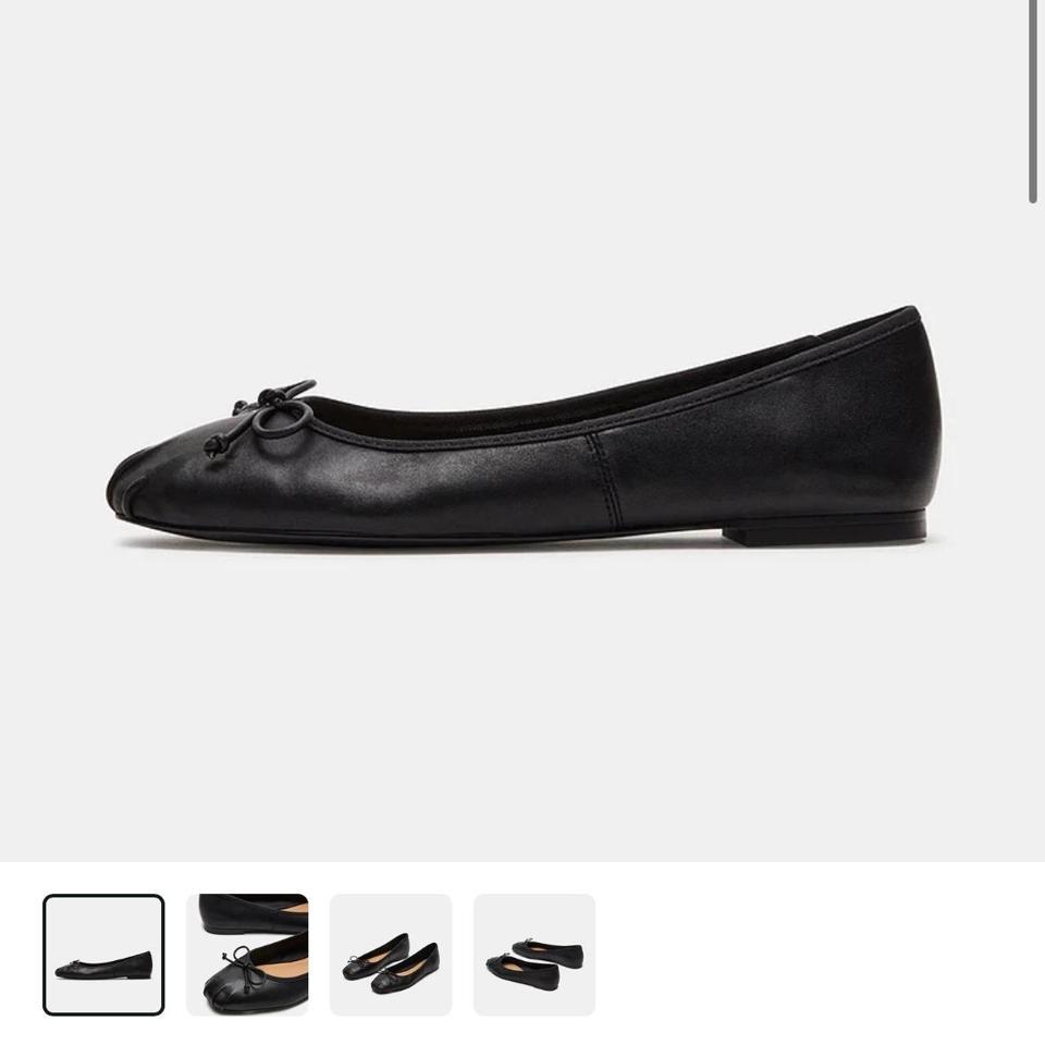 Black Leather Ballet Flats With E73d 7