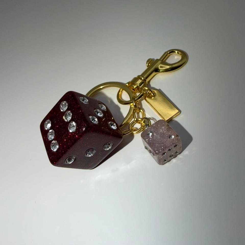 Red Dice Keychain With Gold 5