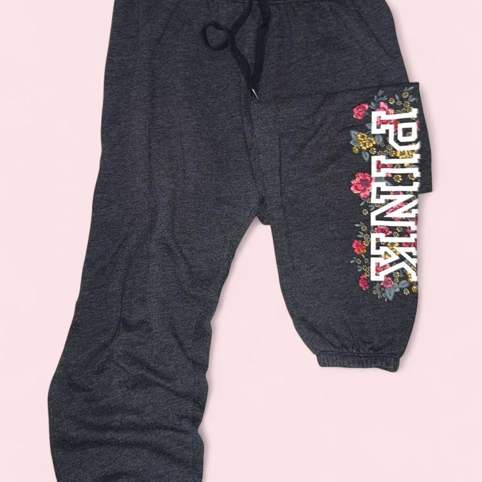 Grey Sweatpants With Pink Logo 539e