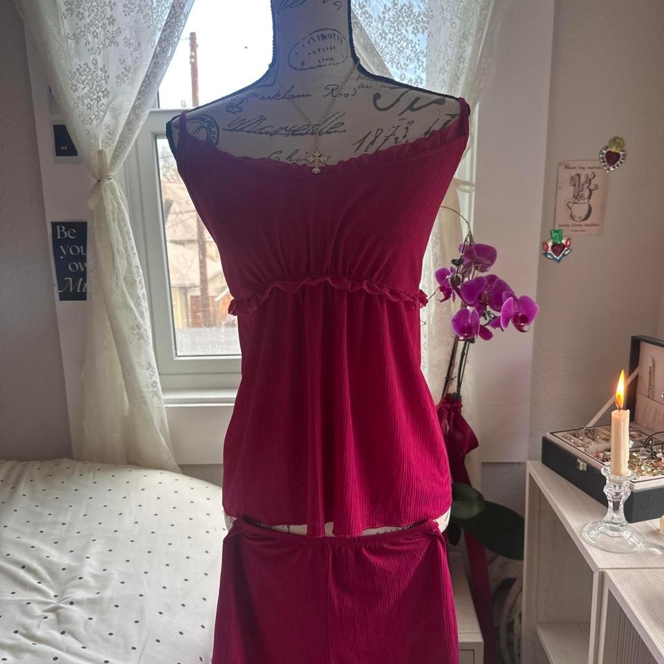 Magenta Lace Sleepwear Set Lingerie C408