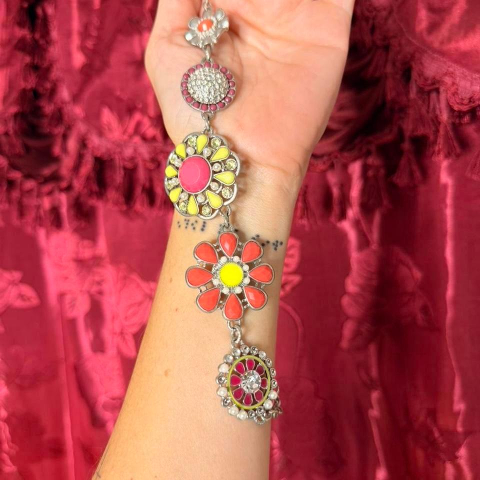 Y2k Statement Floral Gem Necklace 0618 5
