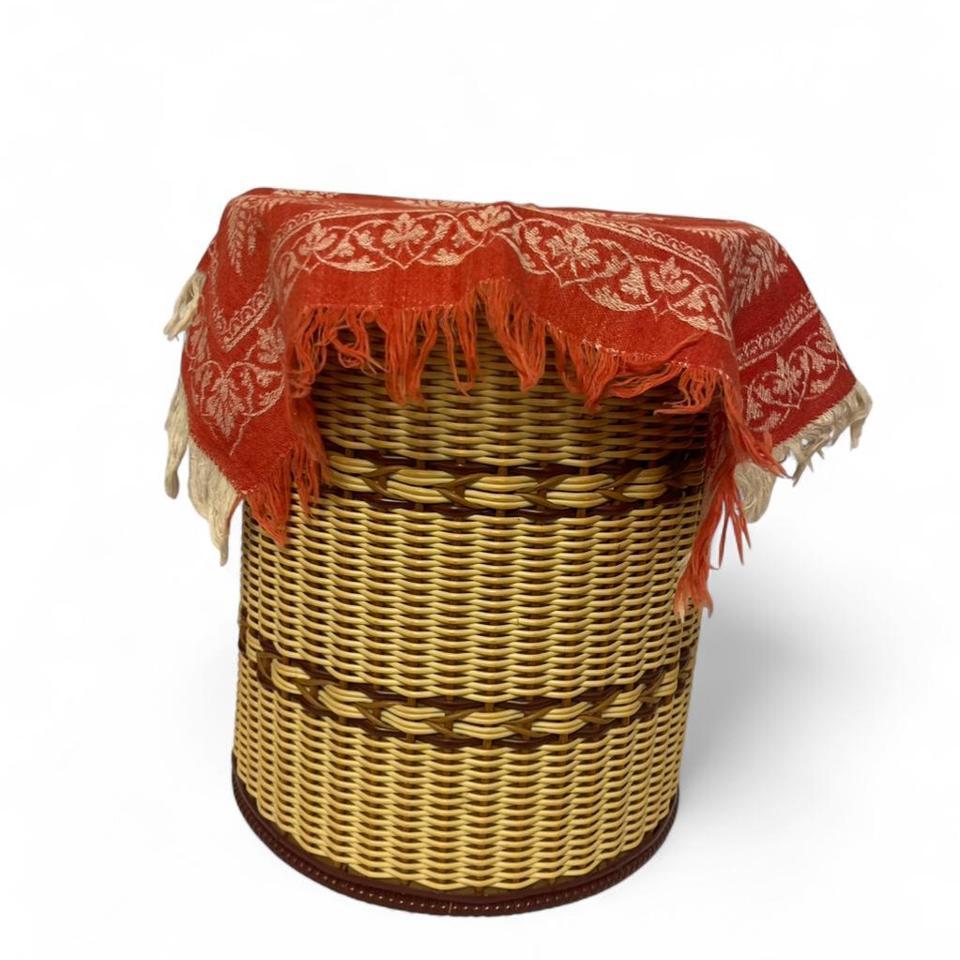 Vintage Rattan Waste Paper Basketside 2dcc 6