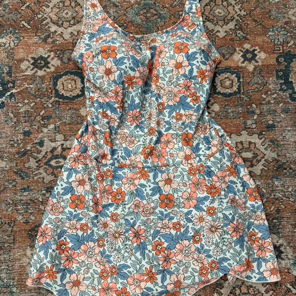 Blue Floral Swimsuit Dress With 17db 3