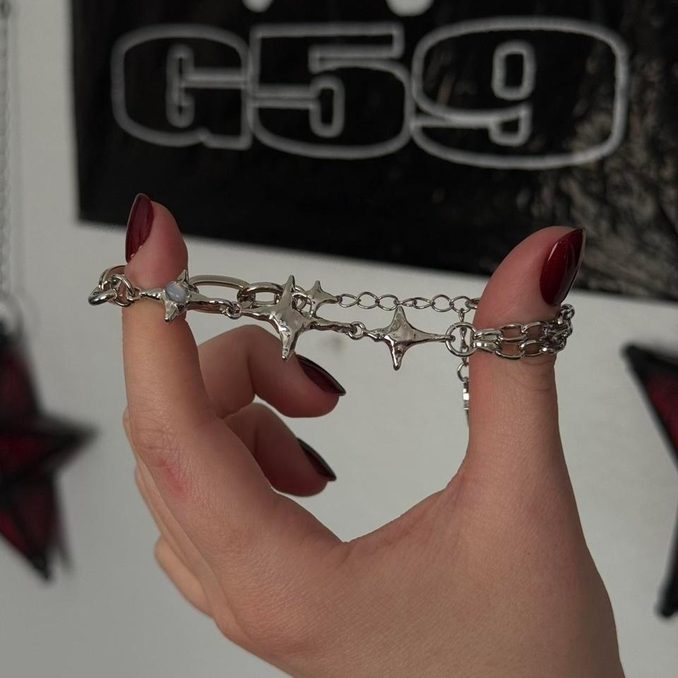 Silver Star Chain Bracelet 0b10 3
