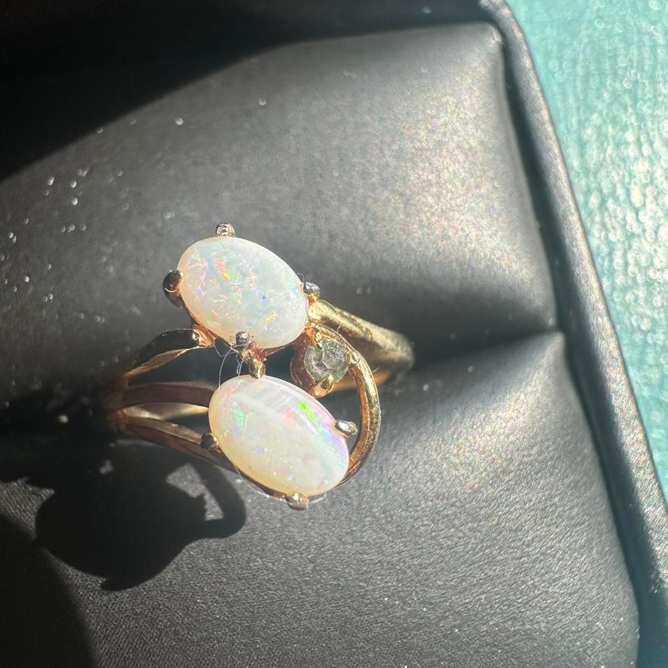 Opal Ring With Diamond Gold 48aa 2