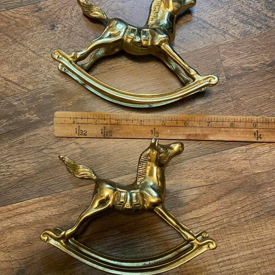Vintage Brass Rocking Horses Perfect 293f 4