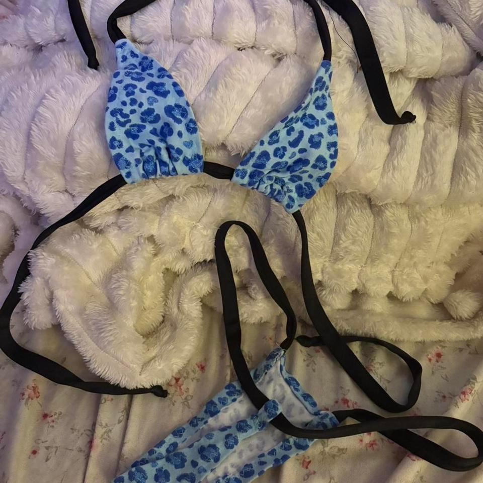 Blue Leopard Print Sparkly Micro Bikini 376f 6