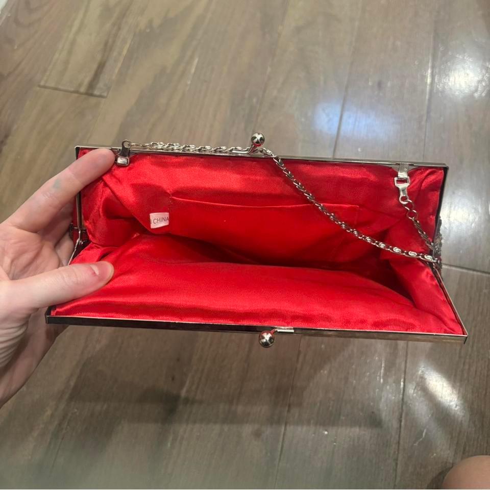 Vintage Red Beaded Purse With F06f 3