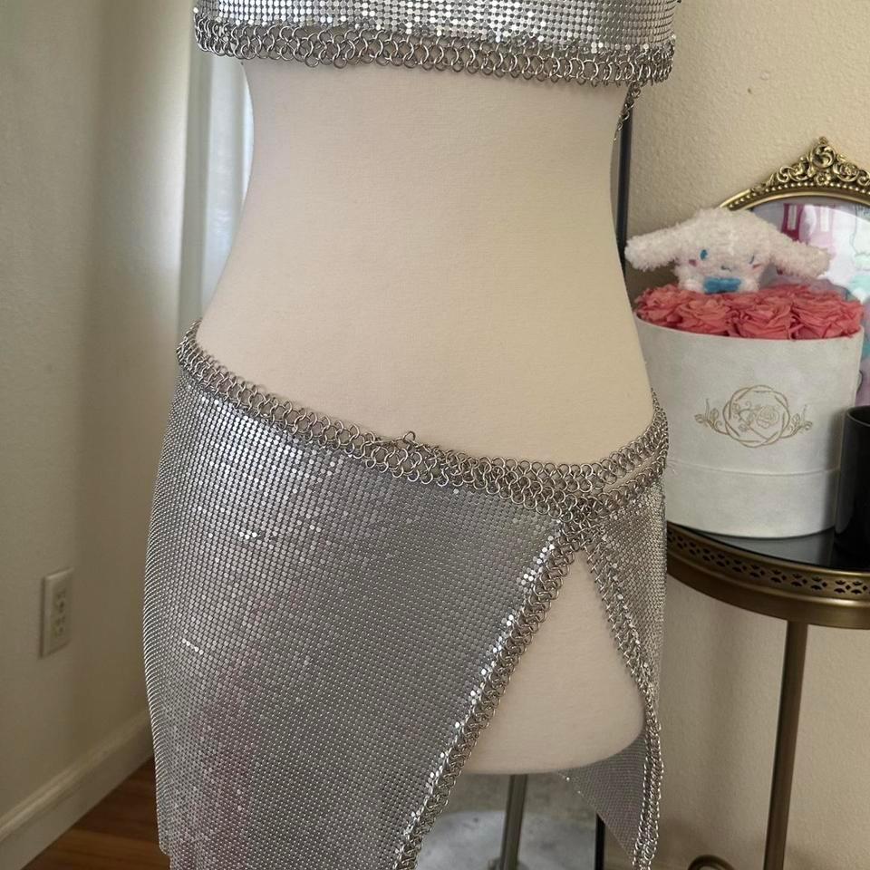 Metallic Chainmail Top And Skirt D16d 3