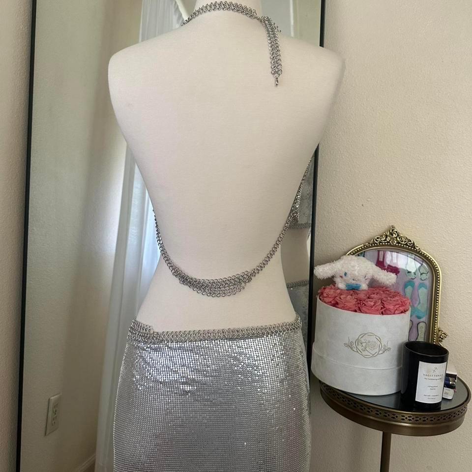 Metallic Chainmail Top And Skirt D16d 4