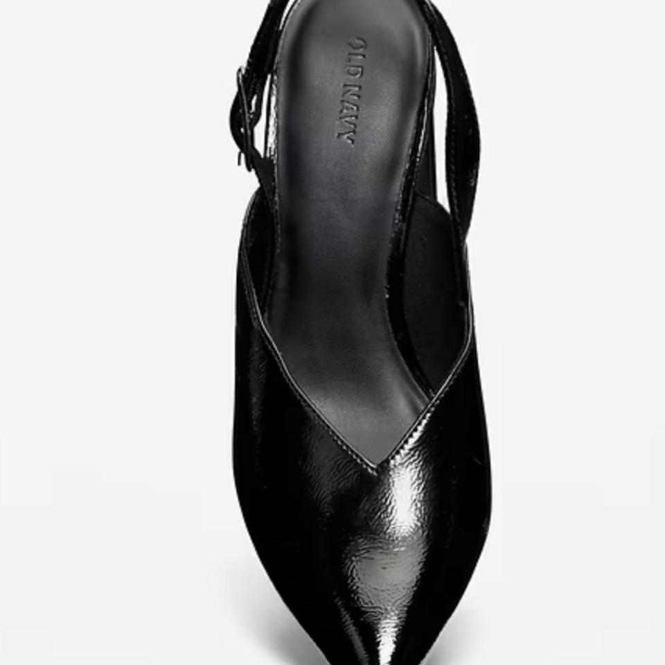 Black Patent Leather Slingback Heels 685d