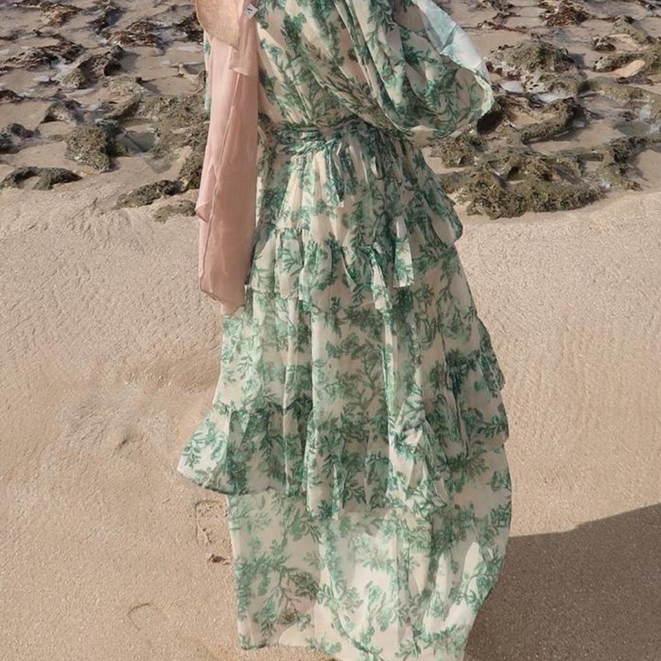 Green Floral Maxi Dress With 7314