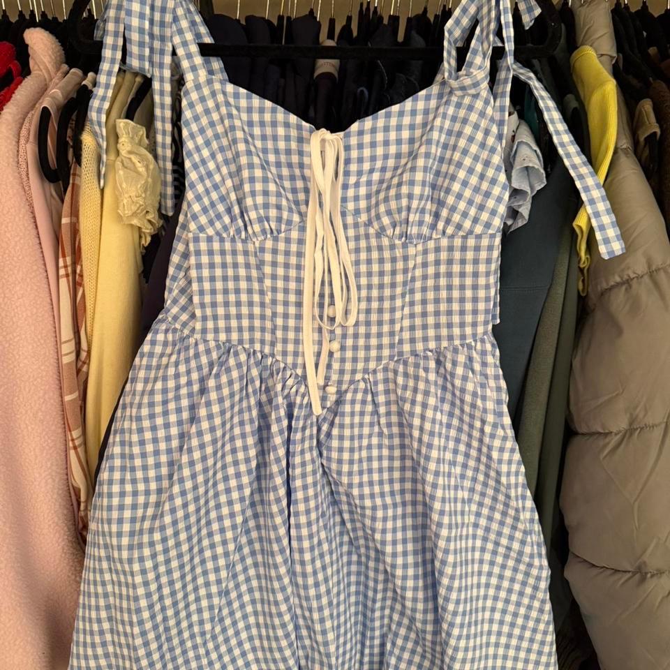 Blue Gingham Babydoll Dress With D8ca