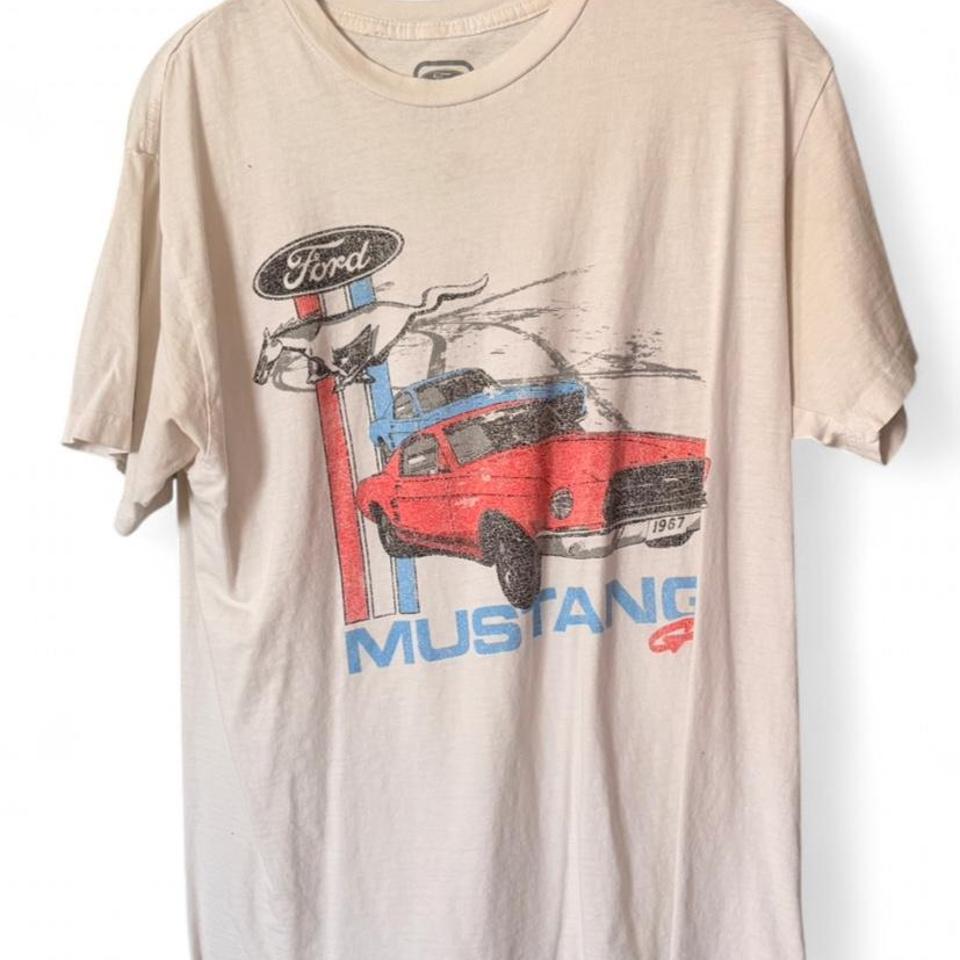 Ford Mustang White Cotton T Shirt A85a