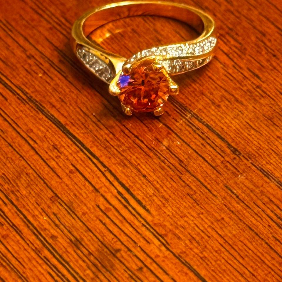 Orange Diamond Ring With Gold 5026